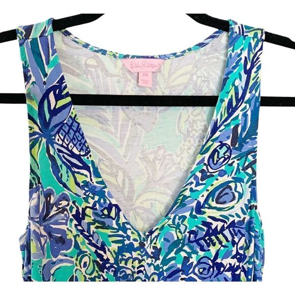 Lilly Pulitzer Paulina Jumpsuit, Size XXS, Bennet Blue Sneak a Peak Print - Picture 8 of 12